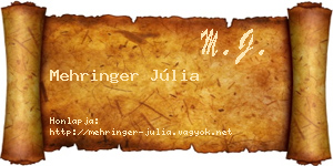 Mehringer Júlia névjegykártya